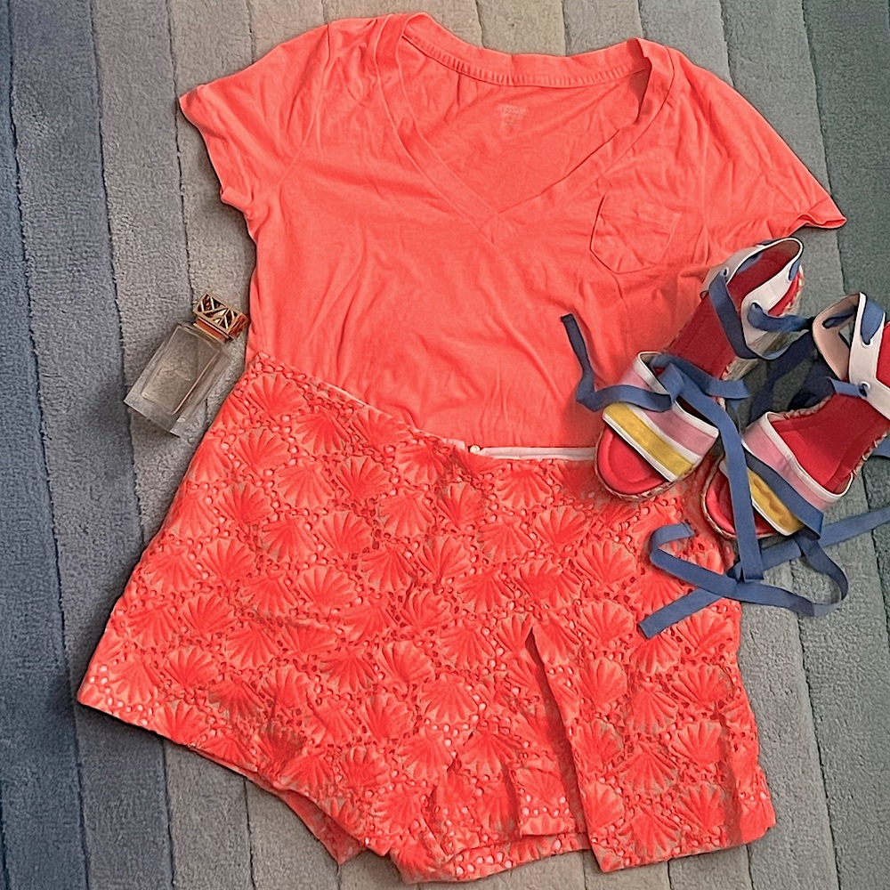 Lilly Pulitzer Marii Skort Seashell Eyelet Shirt and Short Pink Combo